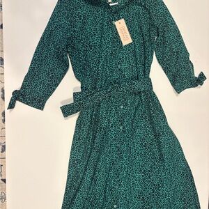 Green Leopard Print Dress